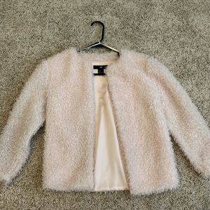 Blush fluffy teddy coat by H&M.